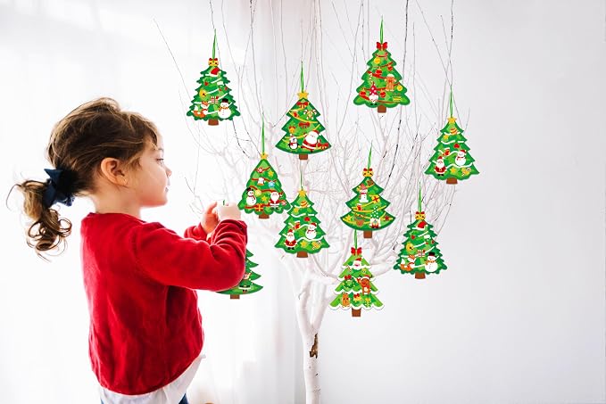 Renbuzhu 40PCS Christmas Crafts Bulk: Xmas Tree Paper Suncatchers DIY Kit - Image 3