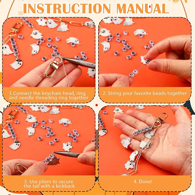 558 Pcs Halloween Ghost Charms Keychain Making Kit DIY Ghost Glow in The Dark - Image 3