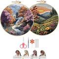 Hzkokon 2 Pack Embroidery Kit for Beginners Adults Cross Stitch Kits Hand by Unknown