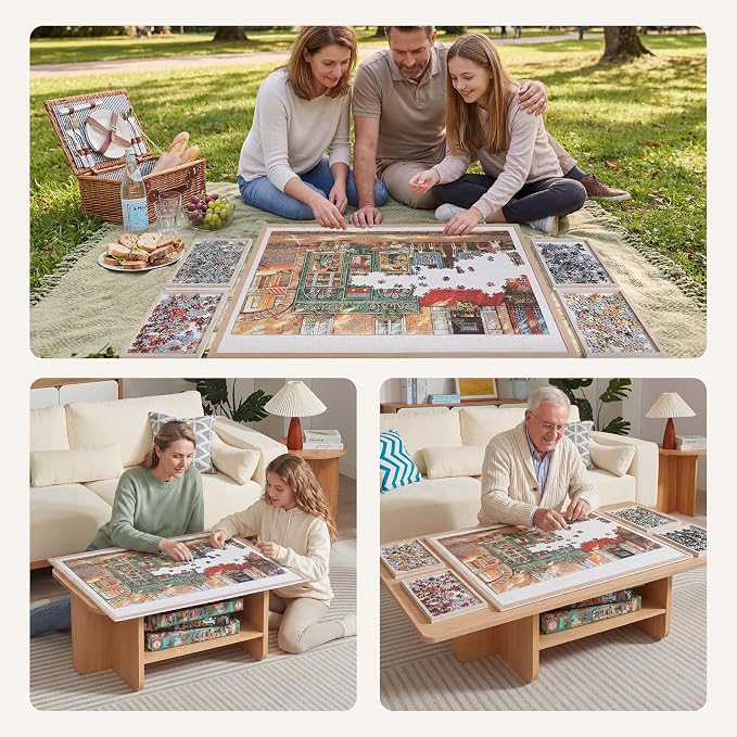 Puzzle Board with 4 Sorting Trays, Playing Surface with Protective Cover - Image 7
