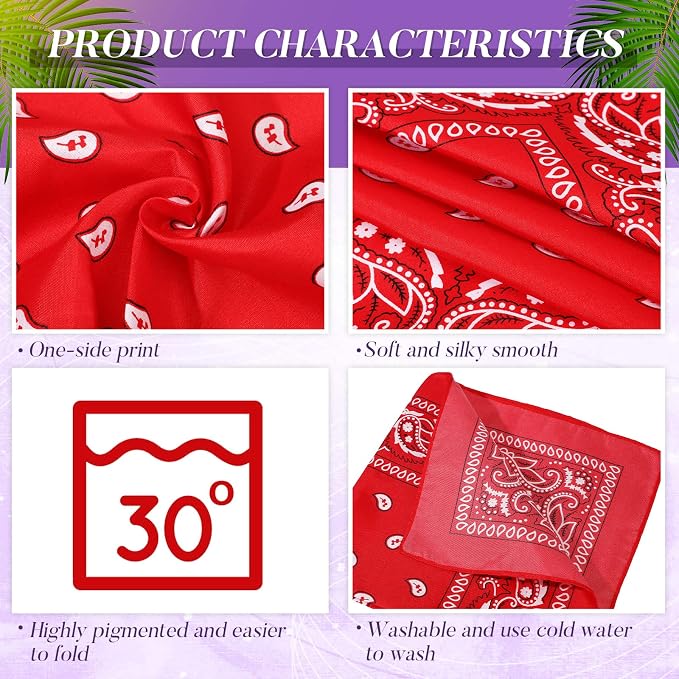 100 Pack Bandanas Unisex Paisley Bandanas Bulk Multi Purpose Cowboy Head Wrap - Image 2