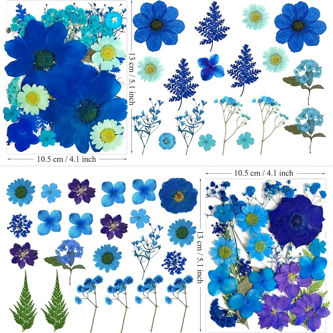 MIKIYA 94Pcs Blue Dried Pressed Flowers - Image 6