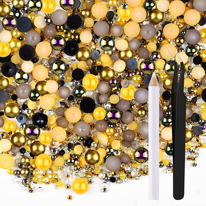ASTARON 50g Mix Flatback Rhinestones Half Pearls by ASTARON