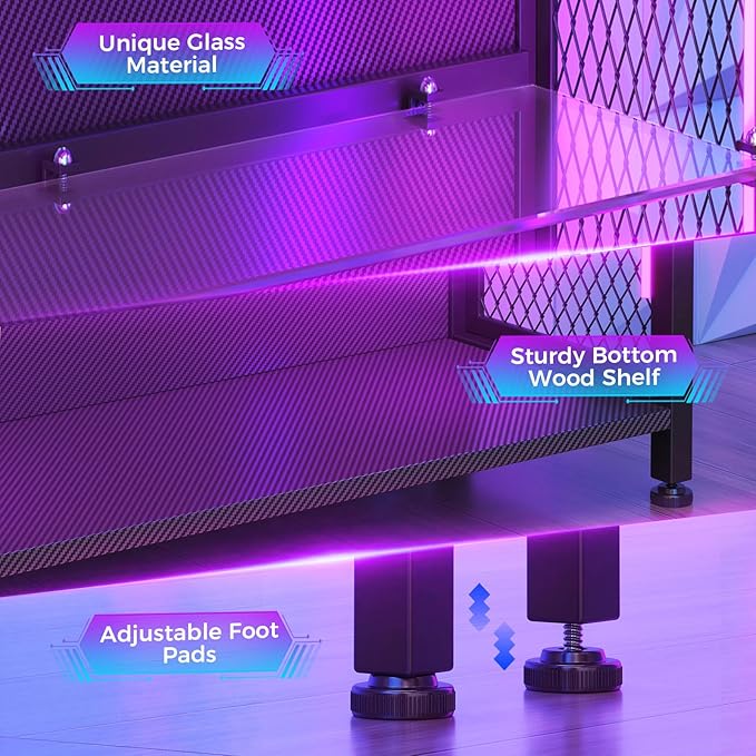 AODK Display Case with LED Lights, Display Cabinet with Glass Storage Shelves - Image 6