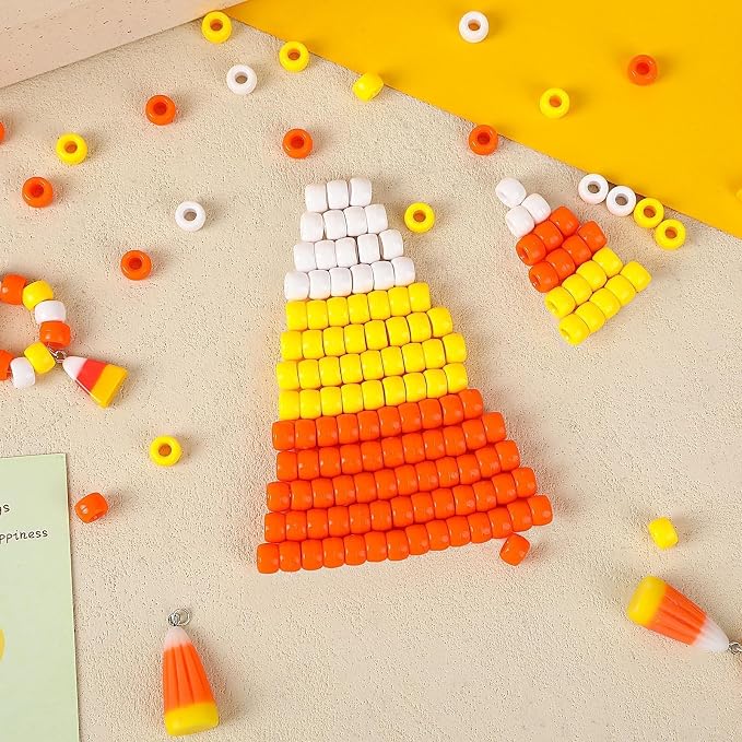 UPINS 1200Pcs Yellow Orange Pony Beads, Halloween Fall Autumn Color Beads - Image 5
