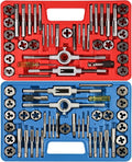 80pcs Tap and Die Set, SAE & Metric Tap Die Wrench Set, Metric Standard M3 to M12 Coarse Fine Rethreading Threads Bits for Cutting External and Internal Threads, NC, NF, NPT Repair Tools