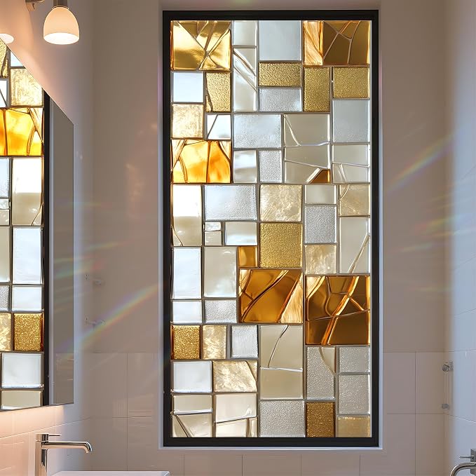 Stained Glass Window Privacy Film Static Cling by AOHMPT
