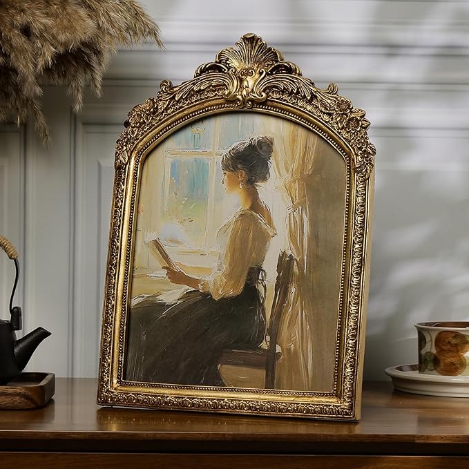 Cuspin 8x10 Picture Frame Vintage Gold Frames, Antique Gold Ornate Resin Photo - Image 3