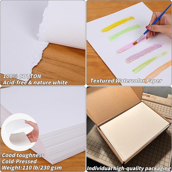 150 Sheets Cotton Watercolor Paper Pad-230GSM Art Paper-9 x 12 inch Painting & - Image 8