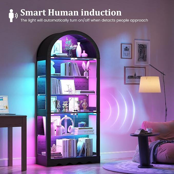 6-Tier Arched Glass Display Cabinet - Image 4