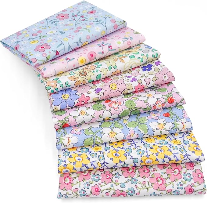 Aubliss 8pcs Fat Quarter Fabric Bundles Quilting Cotton Craft Fabric Pre-Cut by Aubliss