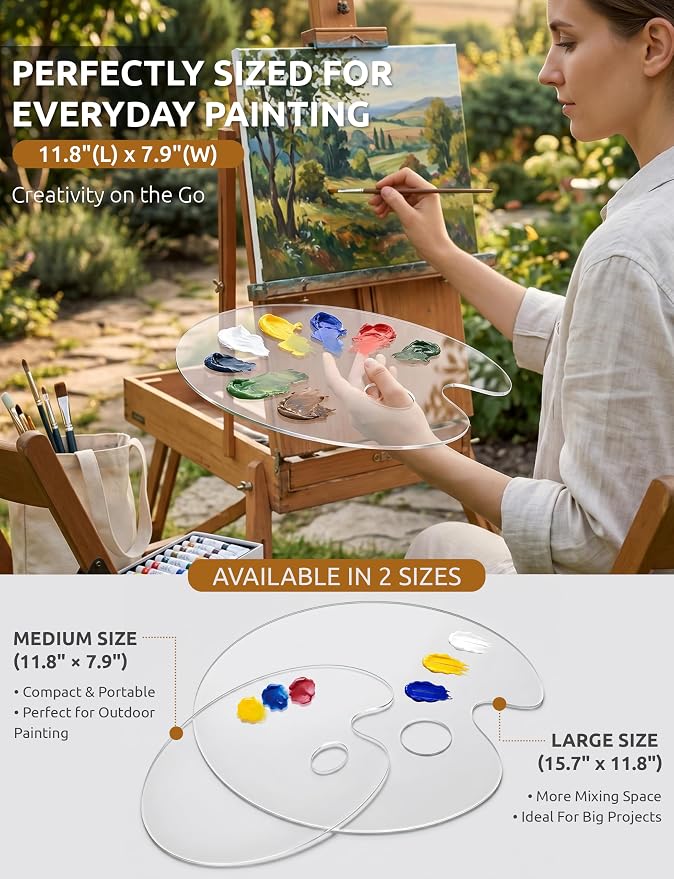DUGATO Clear Acrylic Paint Palette, 11.8 x 7.9 in | Medium Size Palette - Image 4