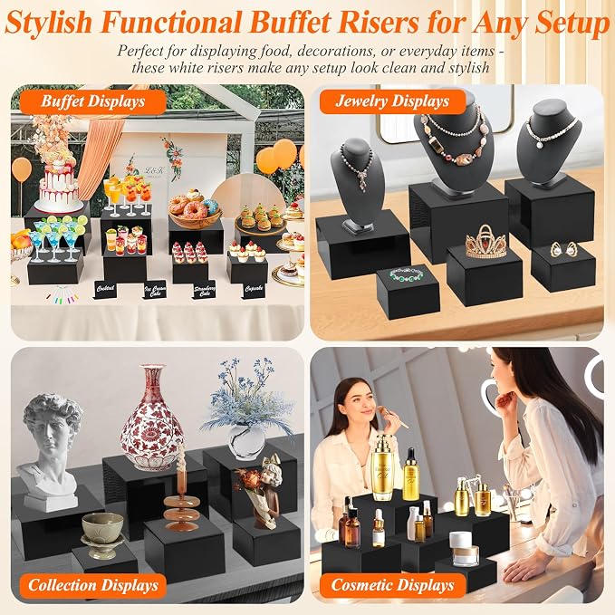 8Pcs Black Acrylic Buffet Risers - Image 4