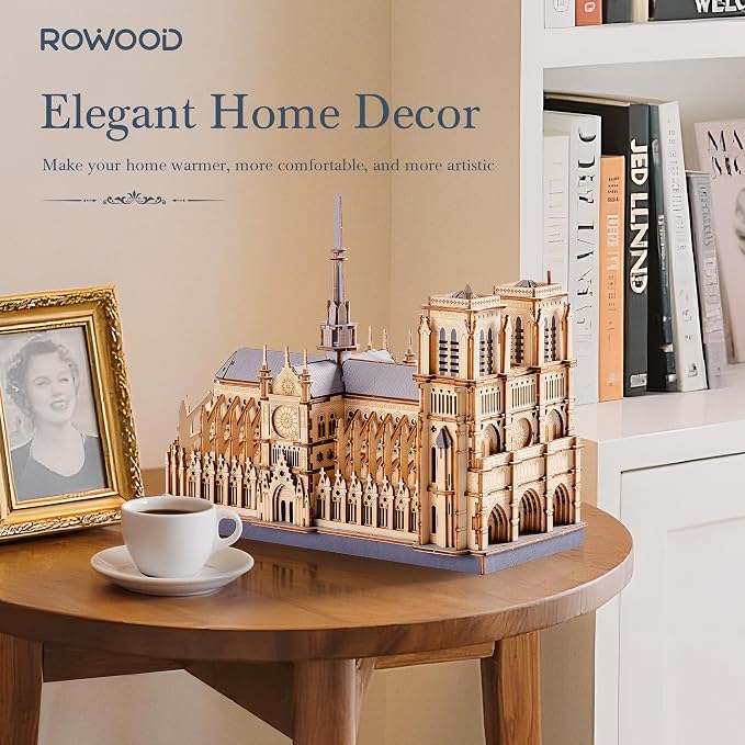 Rowood 3D Puzzles for Adults, Wooden Architecture DIY Model Kit Building Set - Image 2