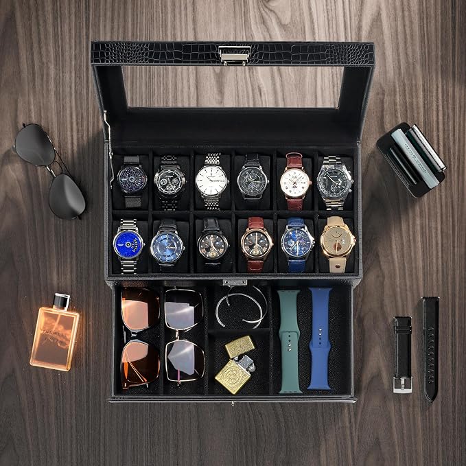 ProCase Watch Box, 12 Slot Mens Watch Case - Image 2
