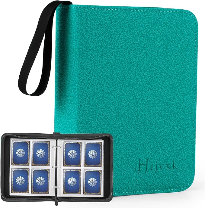 4 Pocket Card Binder for 400 Cards, Premium PU Zipper Card Collection Album by Hijvxk