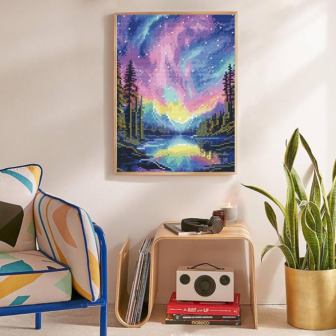 Offito Aurora Diamond Art Kits for Adults, 5D Starry Sky Lake Diamond Painting - Image 3