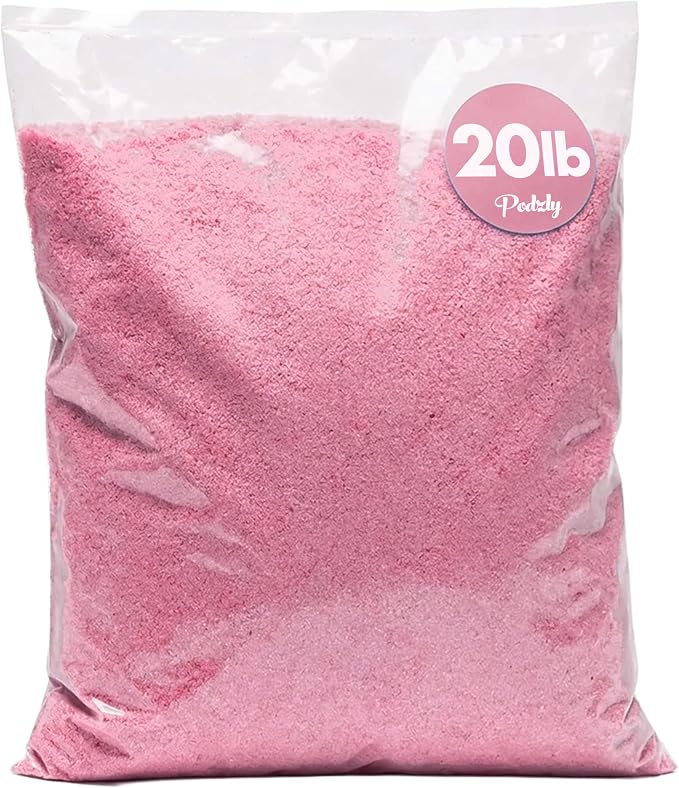Podzly Decorative Bulk Craft Sand – 20 lb Pink Fine Grain Colored Sand by Podzly