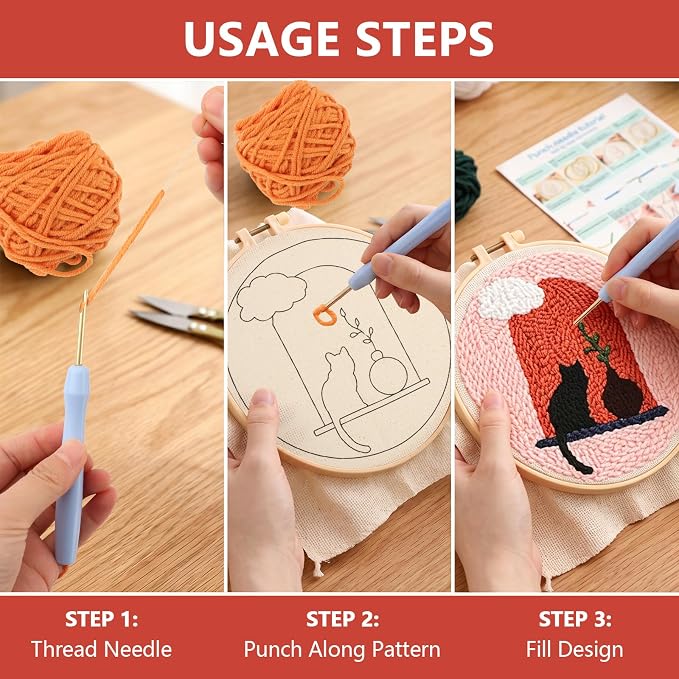 DIY Punch Needle Kit, Cat on the Windowsill - Image 5