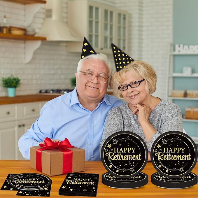 48Pcs Happy Retirement Paper Plates and Napkins Retirement Party Decorations - Image 6