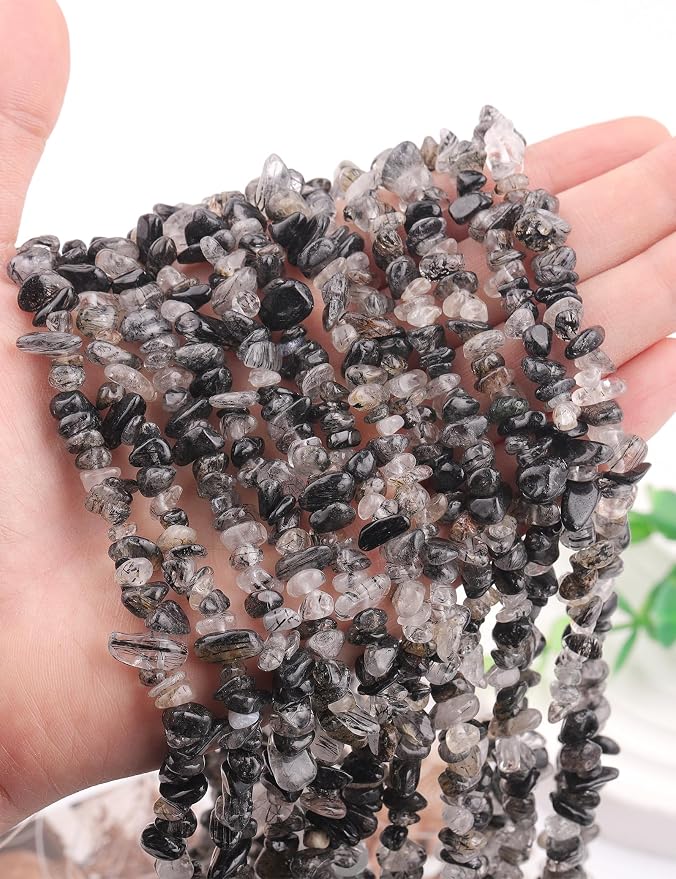 200 Pcs Black Rutilated Quartz Chip Beads - Image 6