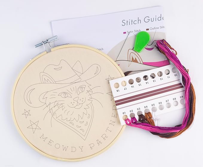 FUNATIC Meowdy Partner Embroidery Kit | Funny Beginner Needle Work Starter Set - Image 2