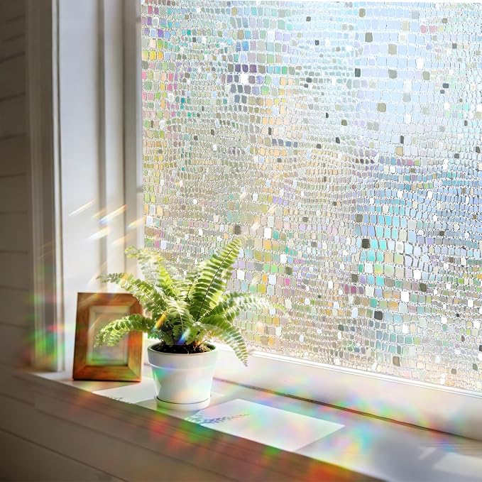 Windimiley Window Privacy Film 3D Rainbow Static Clings Bathroom Stained Glass by WindimileyDecor