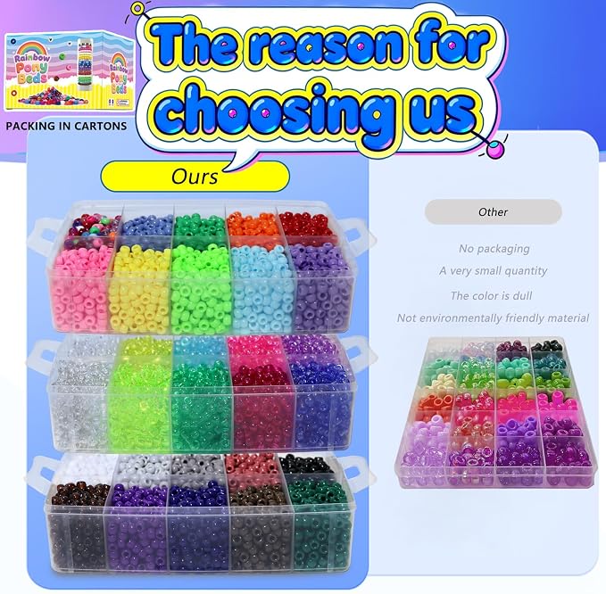 JULIMAIDONG 11000Pcs Pony Beads, Beads - Image 4