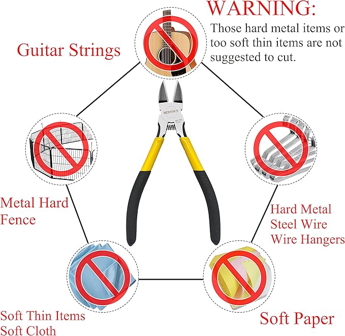 BOOSDEN 5" Wire Cutters, 5 Pack, Precision Cutting Pliers, Ultra Sharp Wire Snips Wire Clippers, Spring Loaded Flush Cutter, Diagonal Cutting Pliers for Jewelry Making Crafting, Wire Cutters Set