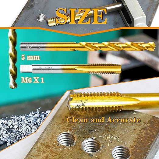 M6x1.0 Tap and 5.0mm Drill Bit Kit, M2 HSS Metric Drill and Tap Set, Combination of Drill and Tap Kit for Metal
