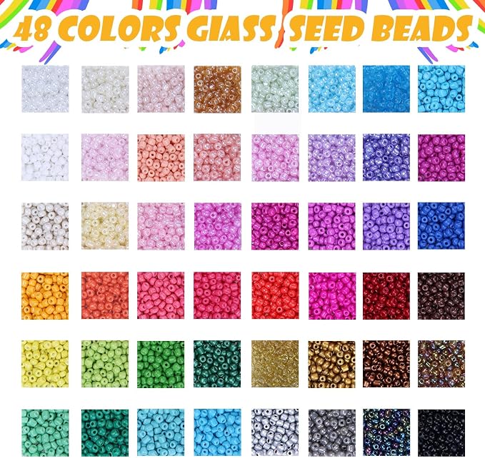 Efivs Arts 6720pcs 48 Colors 4mm Glass Seed Beads Kit - Image 2