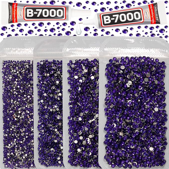 30200Pcs Purple Rhinestones for Bedazzling, 5mm Flatback Gems Bedazzled Kit by Worthofbest
