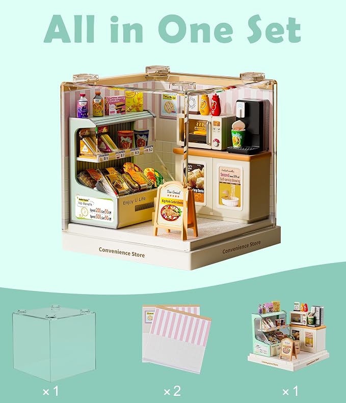 Convenience Store Miniature House Kit, Plastic DIY Dollhouse - Image 4