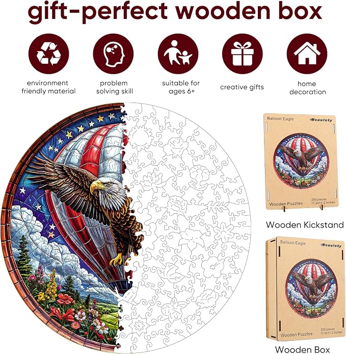 Reouinty Flower Eagle Wooden Puzzle - Image 4