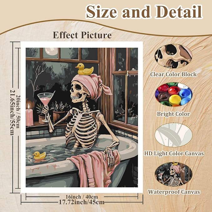 HMZephitiquc Skull Paint by Numbers Kit - Image 4