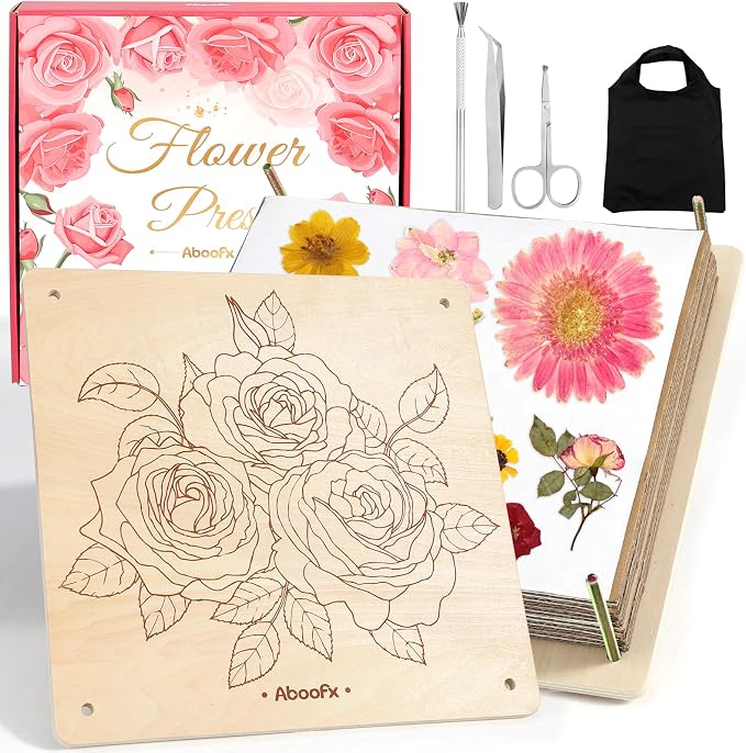 Aboofx Flower Press Kit, Craft Kits 11.2" x 11.2" 8 Layers Wooden Flower by Aboofx