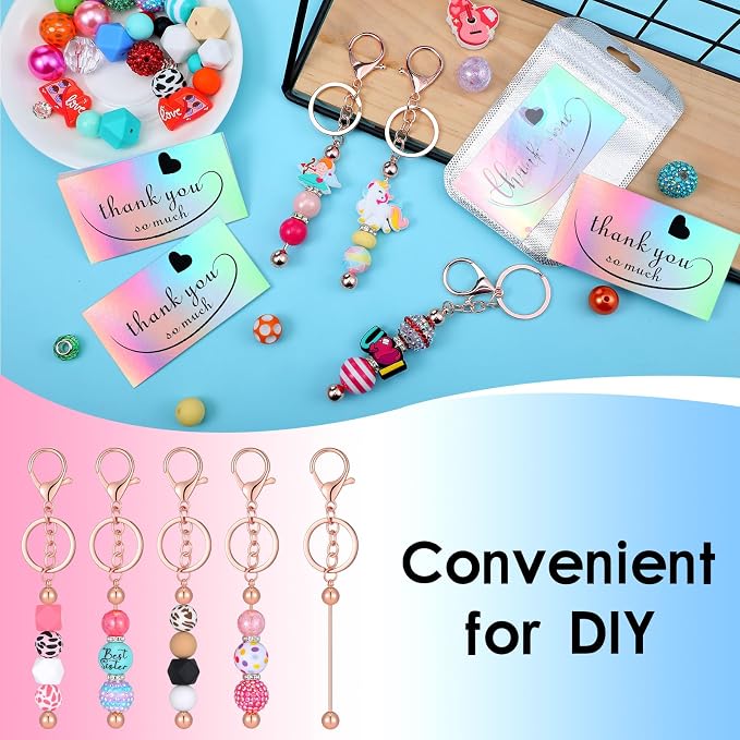 Sasylvia 60 Pcs Beadable Keychain Bars Bulk Making Kit 20 Beaded Keychain 20 - Image 6