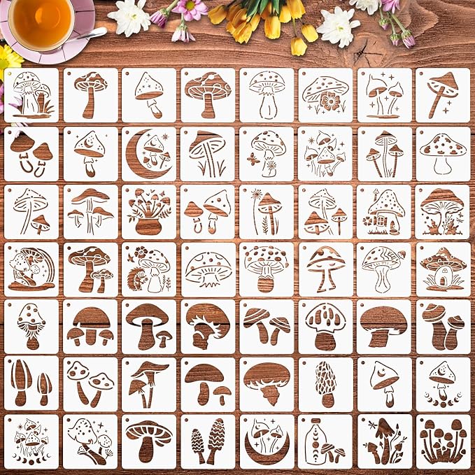 Augshy 56 Pack Mushroom Stencils by Augshy