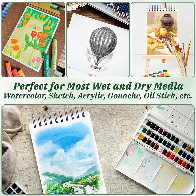 UZLU 6 Pack Watercolor Paper Pads, 5.5 x 8.5 Inch, 180 Sheets Total | 140 - Image 6