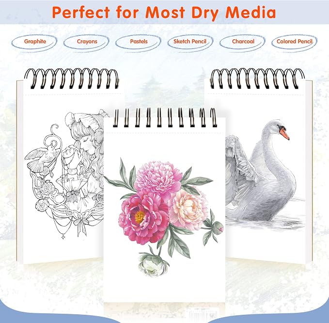 FIXSMITH 5.5"X8.5" Sketch Book | 160 Sheets | 2 Pack Sketchbooks | Top Spiral - Image 3