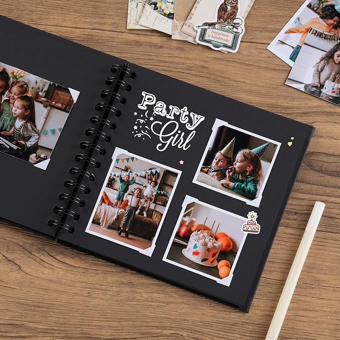 potricher 7 x 7 Inch DIY Scrapbook Album 40 Pages Hardcover Kraft Paper Scrap - Image 3