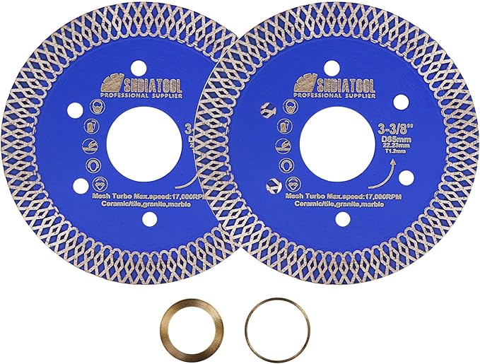 SHDIATOOL 3-3/8 Inch Diamond Saw Blade Cutting Porcelain Tile Ceramic Granite Marble Brick(2-Pack)