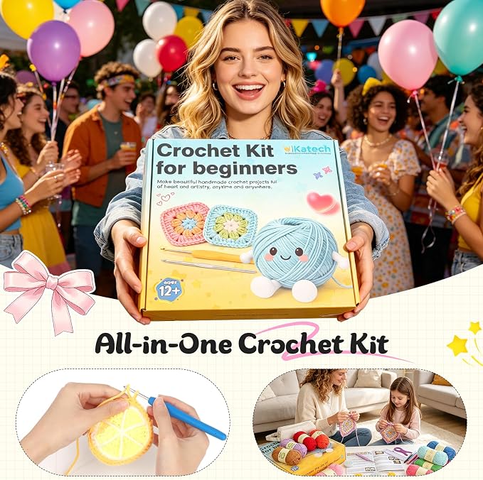 Katech Crochet Kit for Beginners Adults Kids-Crochet Starter Kits-Includes Soft - Image 5