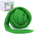 QMNNMA Wool Roving Bulk, 8.82oz Needle Felting Wool-Grass Green Wool | Wool by Qmnnma