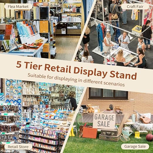 Flenpptly Retail Display Stand, 5-Tier Rotating Display Rack - Image 7