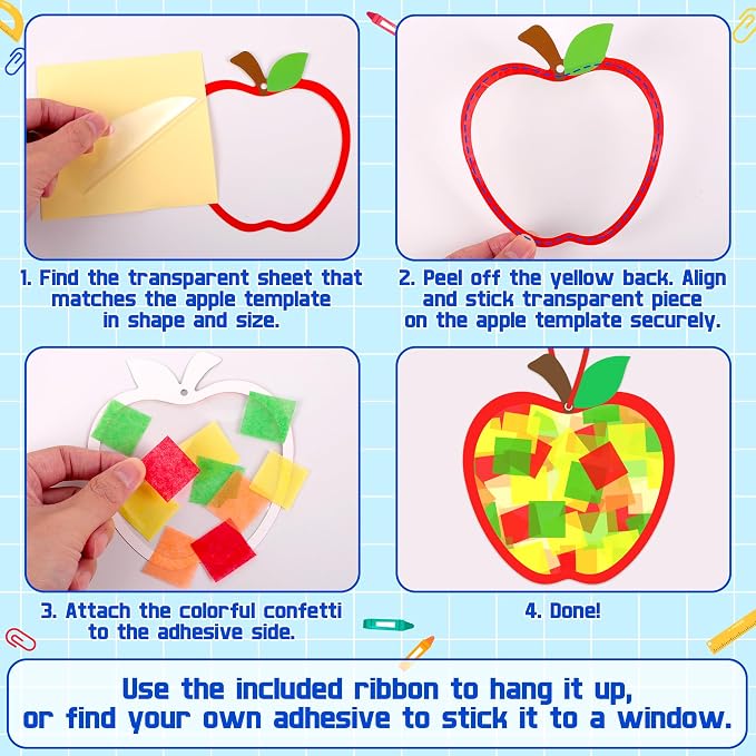 Renbuzhu 40PCS Back to School Apple-Shaped Crafts Bulk: Tissue Paper Sign - Image 5