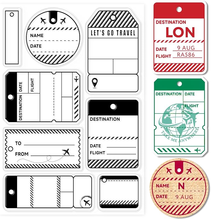 GLOBLELAND Travel Label Ticket Background Clear Stamps by GLOBLELAND