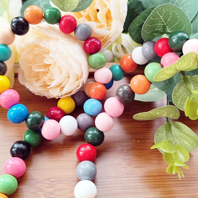 400PCS 12mm 20 Colors Colorful Round Wooden Beads - Image 4