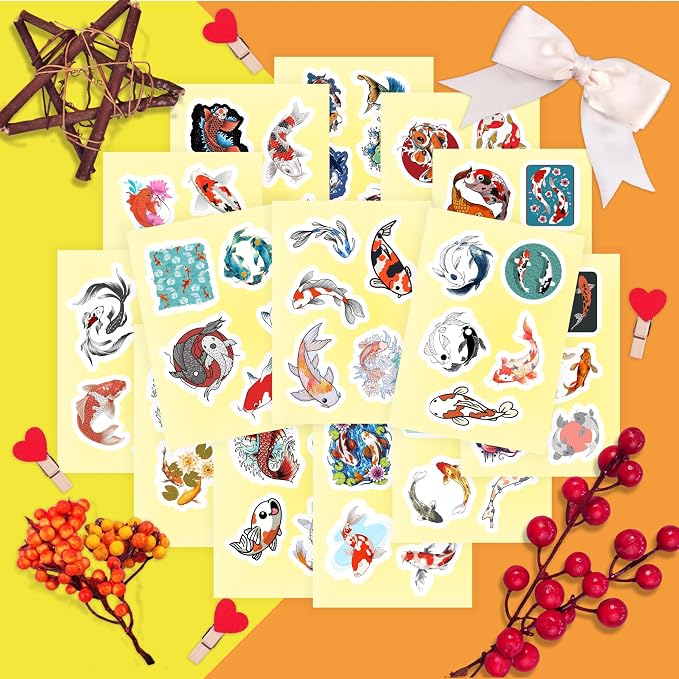 BulbaCraft Koi Fish Stickers for Water Bottle and Laptop - Image 5