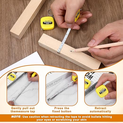 80 Pack Mini Tape Measure Keychains, 3ft/ 1m Functional Small Retractable Measuring Tape Portable Easy Read Pocket Measurement Tape for Birthday Party Favors Engineer Crafter Daily Use(Yellow)